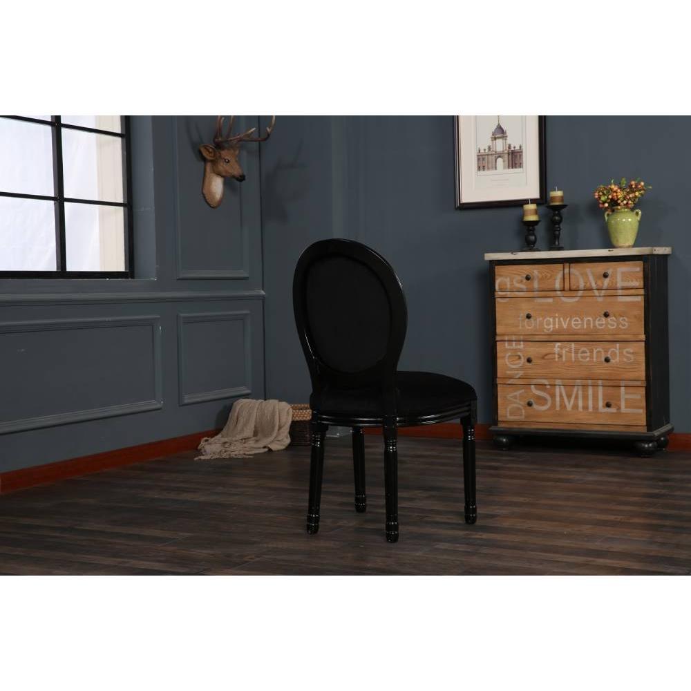 Lot de 6 chaises médaillon VERSAILLES style louis XVI velours noir