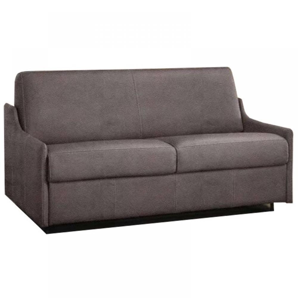 Canapé lit 2-3 places LUNA convertible EXPRESS 120cm microfibre taupe matelas 16 cm