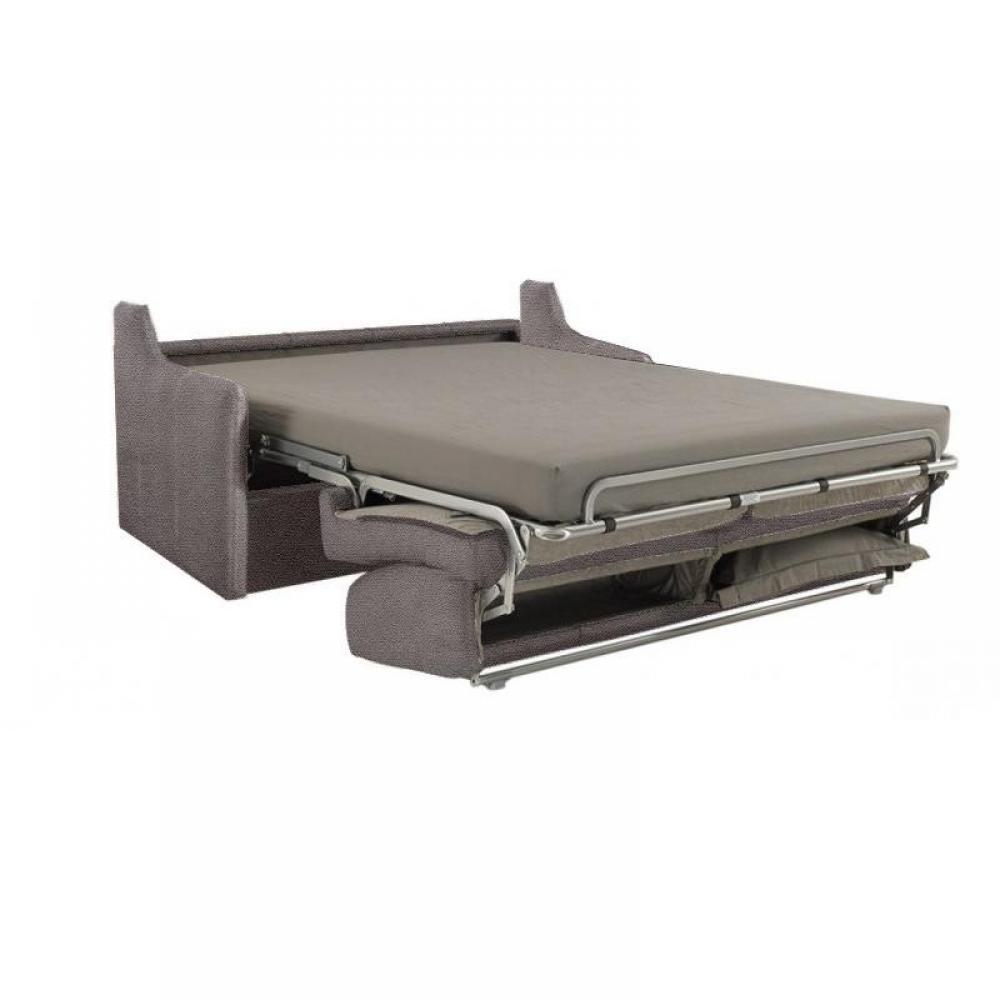 Canapé lit 2-3 places LUNA convertible EXPRESS 120cm microfibre taupe matelas 16 cm