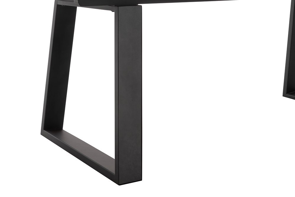 Table repas extensible NARBAN 200(300cm) plateau céramique verre anthracite pied metal noir mat