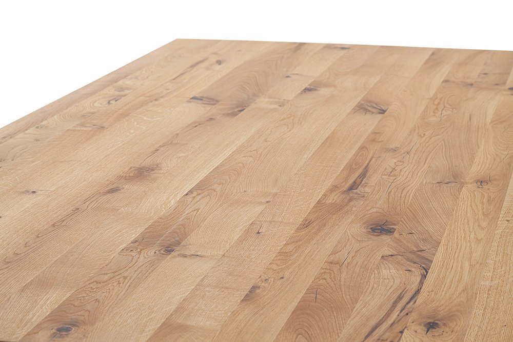 Table Extensible BARBARA 180 à 280 cm chêne sauvage huilé pied métal époxy anthracite