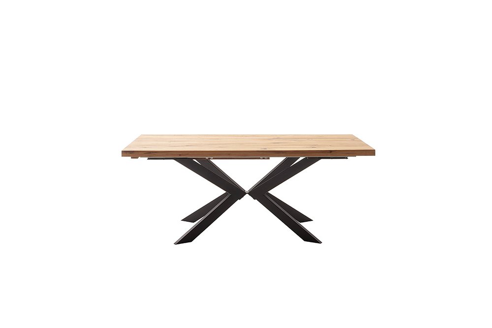 Table Extensible BARBARA 180 à 280 cm chêne sauvage huilé pied métal époxy anthracite