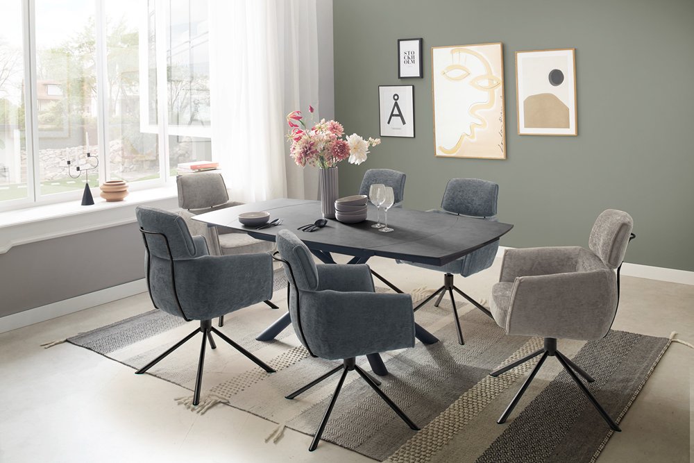 Table repas extensible ZICOS 130(190) cm plateau céramique anthracite 
