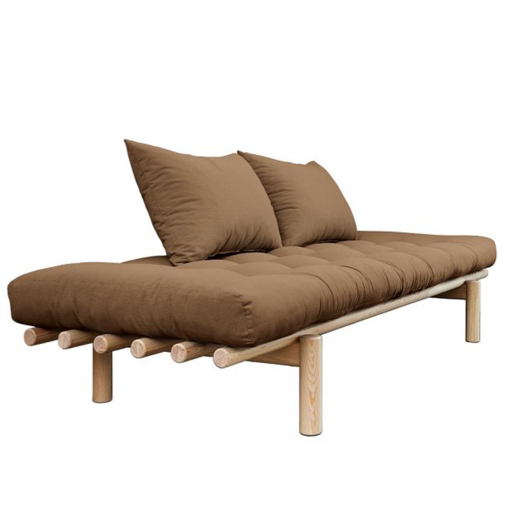 Méridienne futon PACE en pin coloris mocca couchage 75*200 cm.