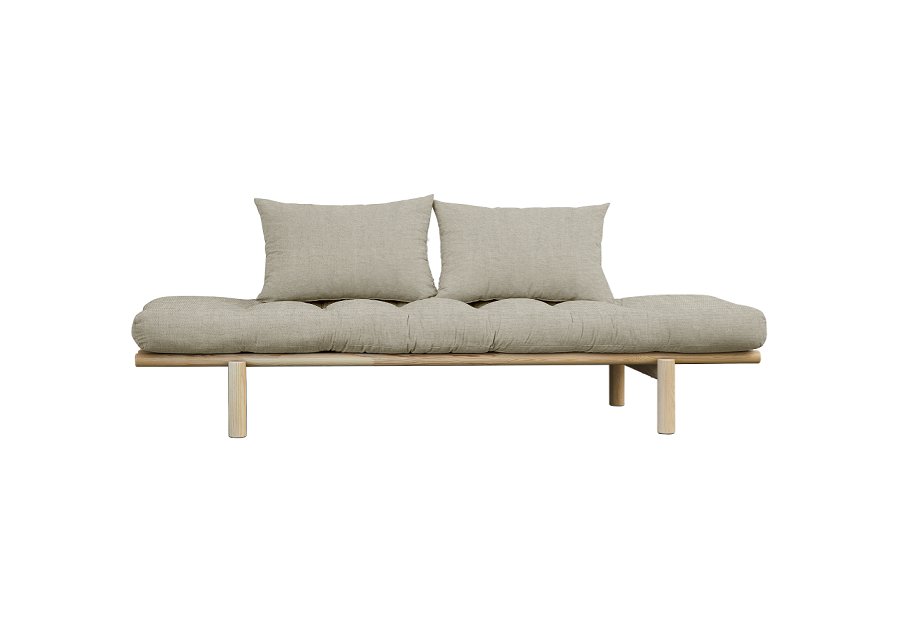 Méridienne futon PACE en pin tissu lin couchage 75*200 cm.