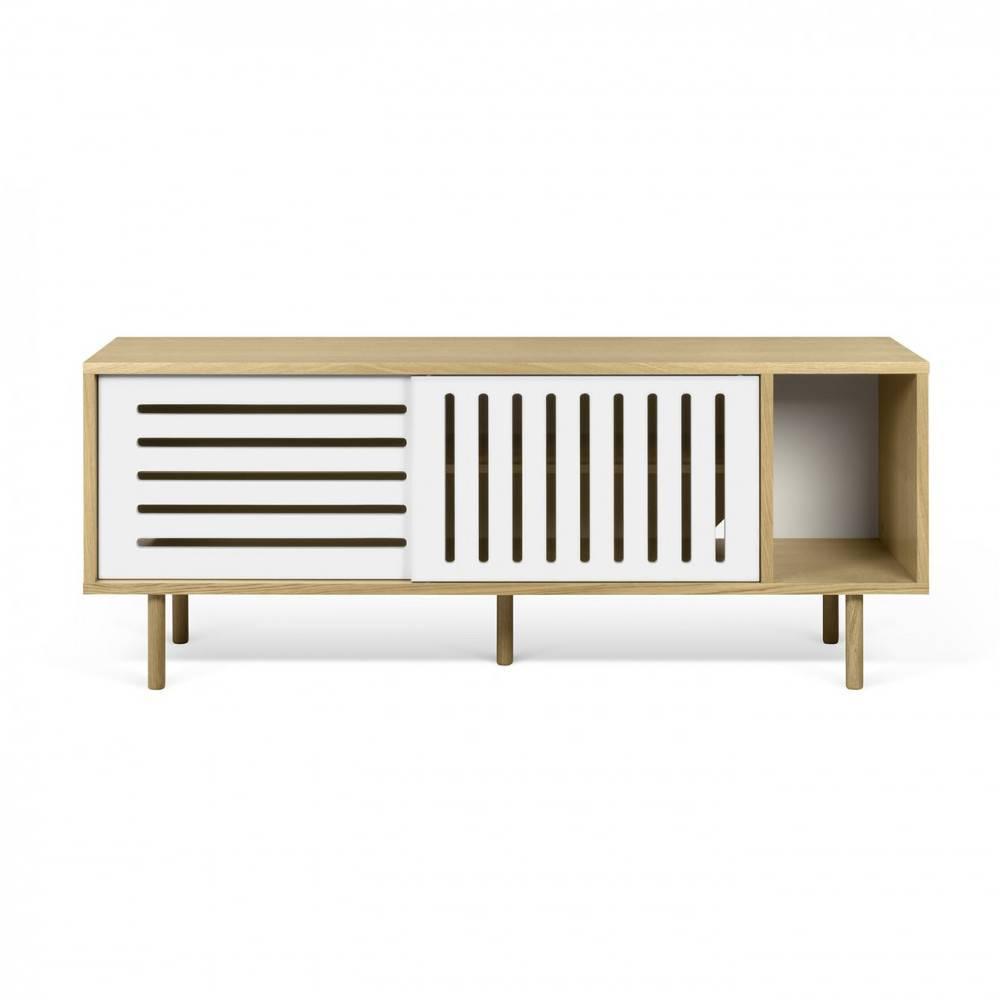 Meuble TV ALVIN chêne avec 2 portes coulissantes 1 niche MEDIUM