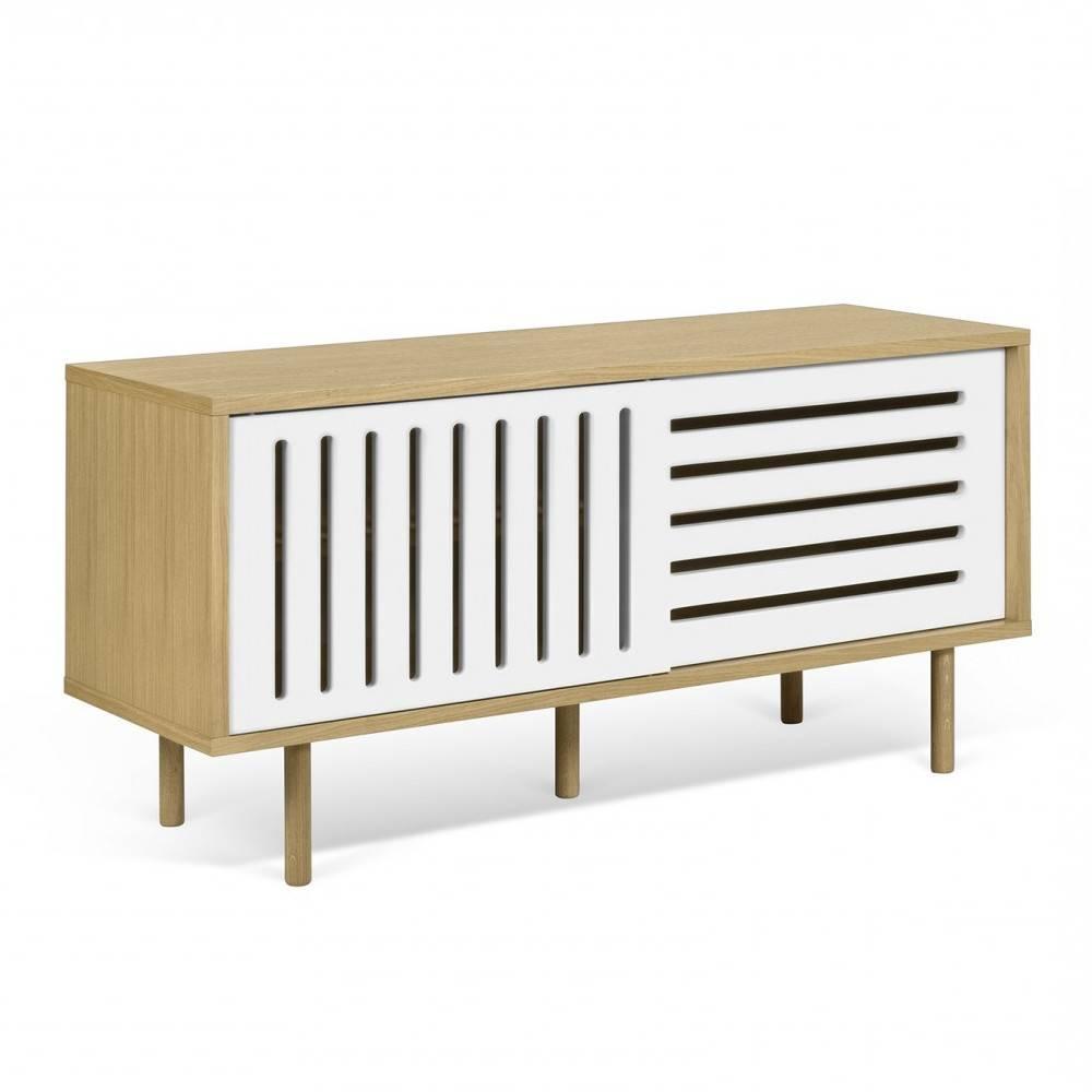 Meuble TV ALVIN chêne avec 2 portes coulissantes 1 niche MEDIUM