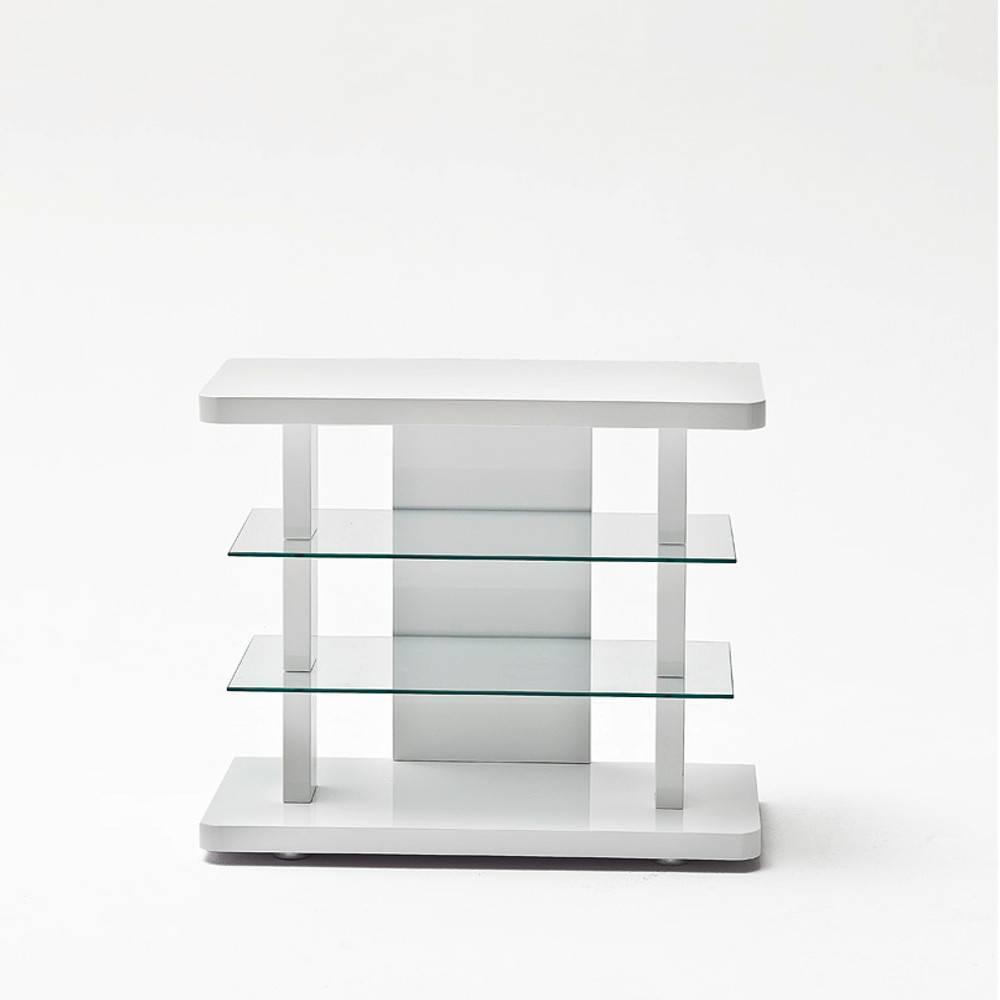 Meuble TV design ATLANTIC CITY laqué blanc mat et béton 2 portes LED blanc inclus