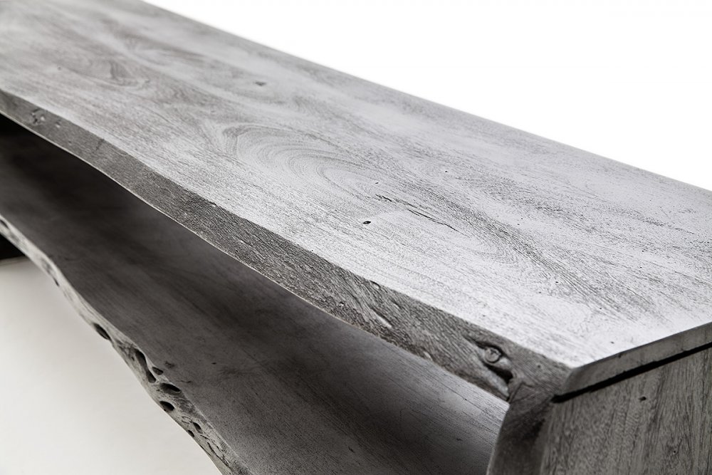 Meuble TV BIVA acacia massif coloris gris 1 étagère