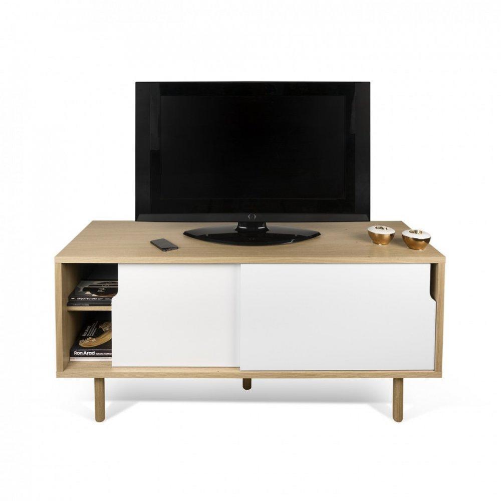 meuble TV DANN chêne avec 2 portes coulissantes