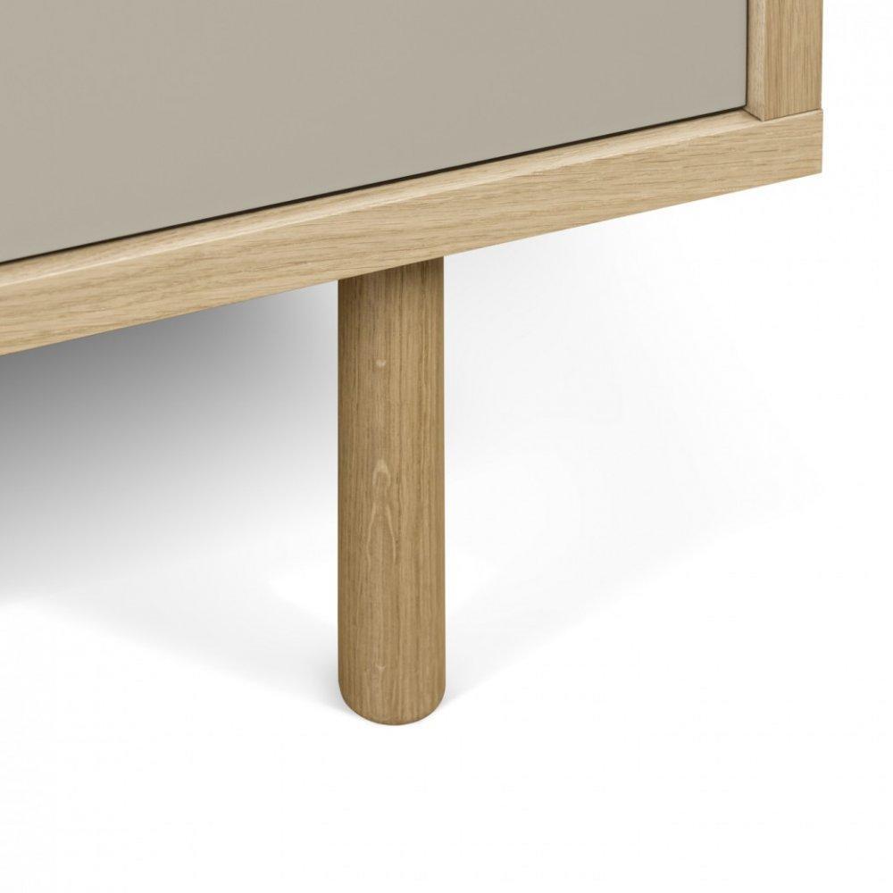 meuble TV DANN chêne avec 2 portes coulissantes gris taupe et blanc