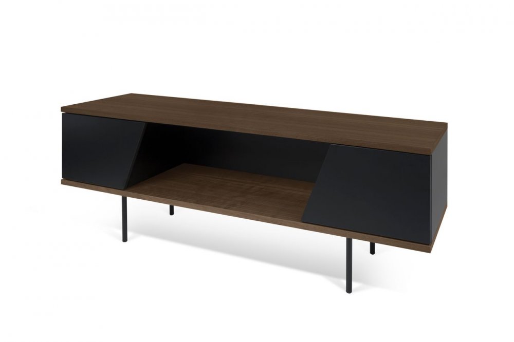 meuble TV DIXIE en bois noyer et noir