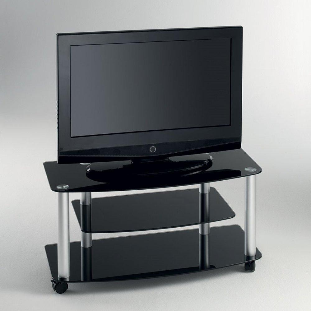 Meuble TV EFFEL verre trempé noir