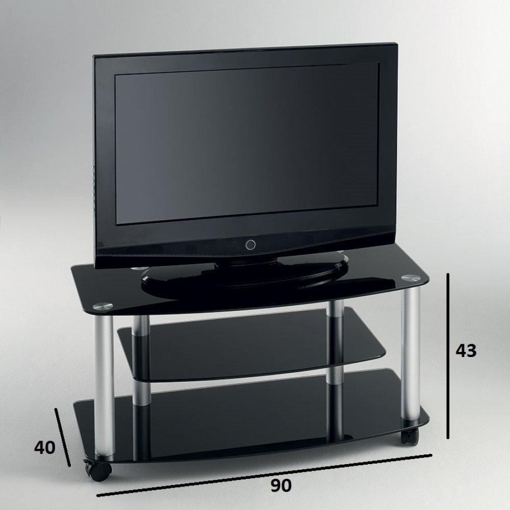Meuble TV EFFEL verre trempé noir