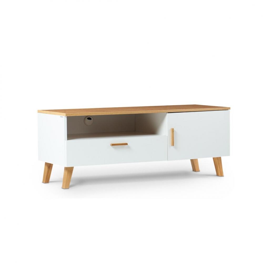 Meuble TV FREDO
chêne naturel et blanc 1 niche 1 tiroir 1 porte