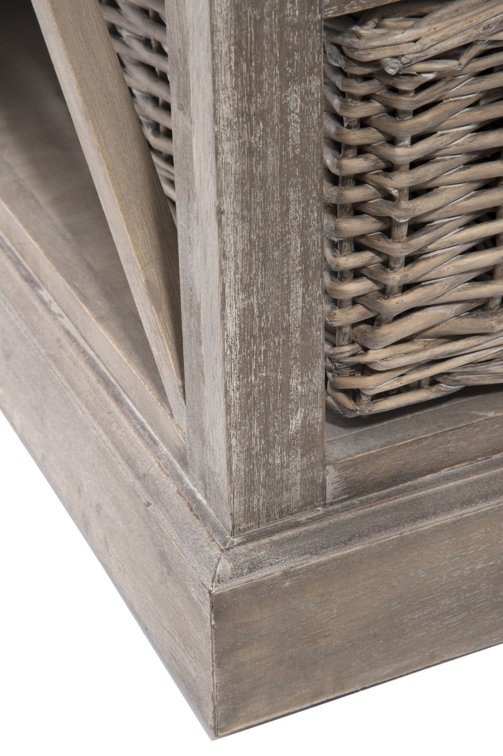 Meuble TV SAKOA 2 paniers Bois naturel / Rotin
