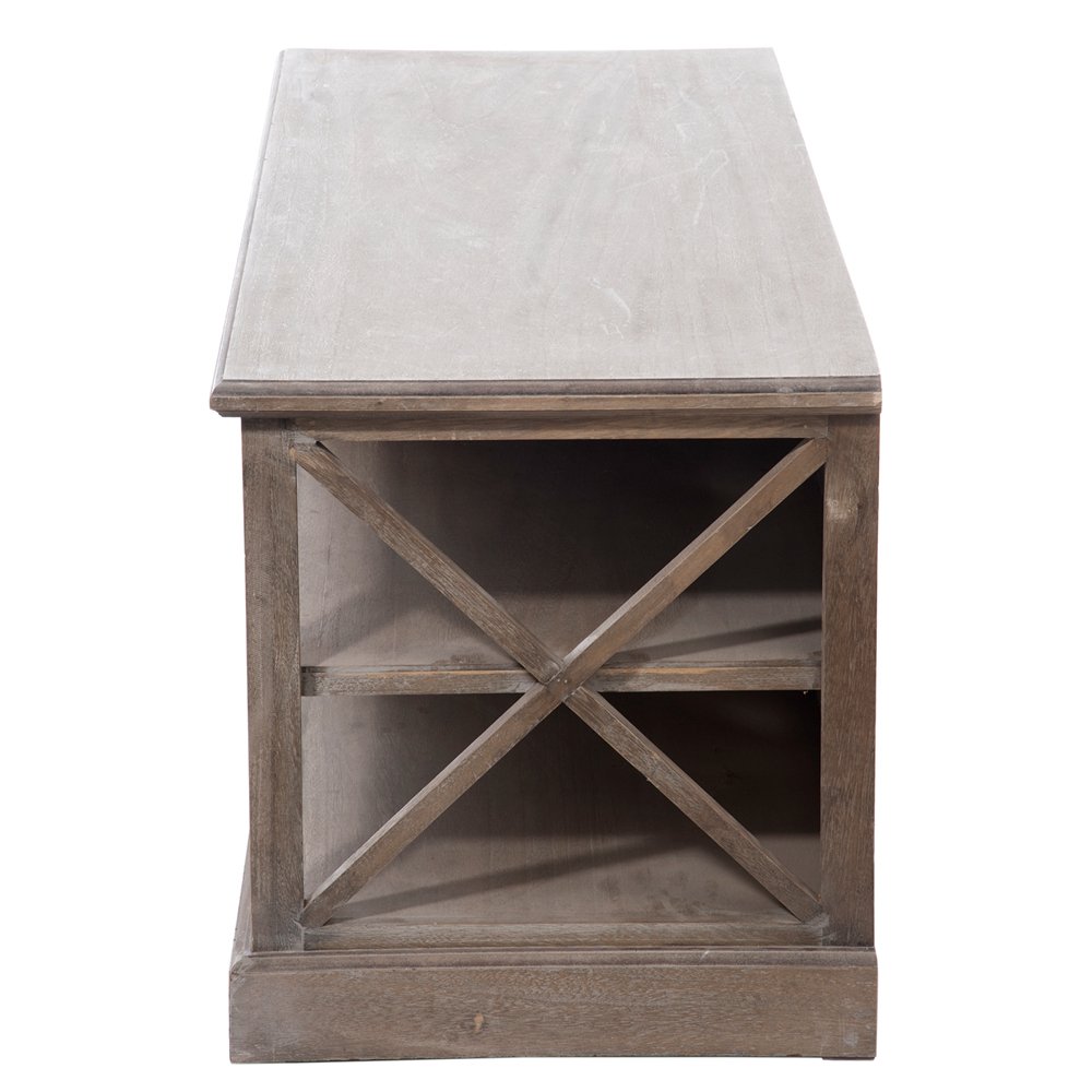 Meuble TV SAKOA 2 paniers Bois naturel / Rotin