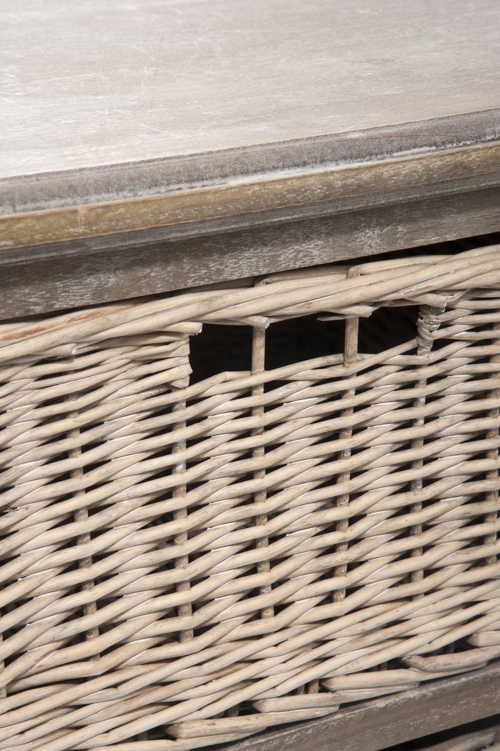 Meuble TV SAKOA 2 paniers Bois naturel / Rotin