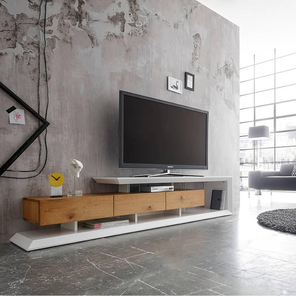 Meuble TV chêne massif  Meuble Télé chêne clair : design avec