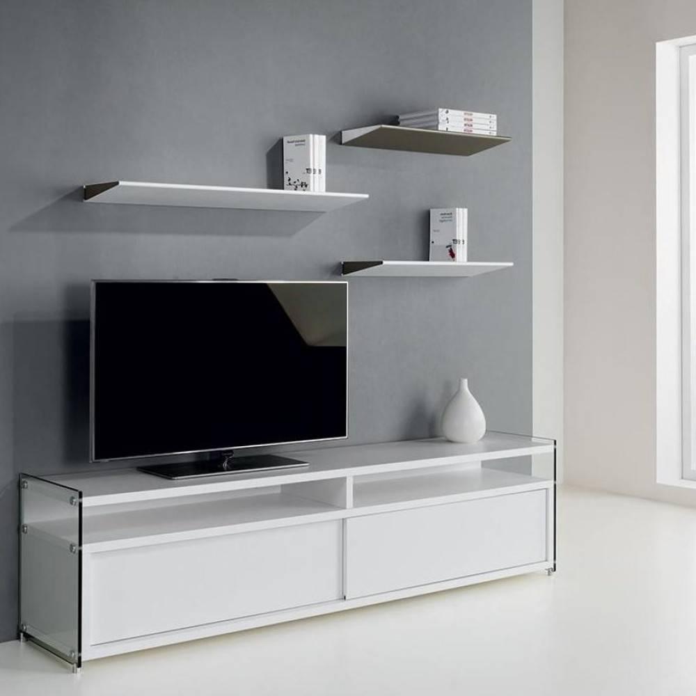 Meuble TV TALAC 2 portes coulissantes blanc mat