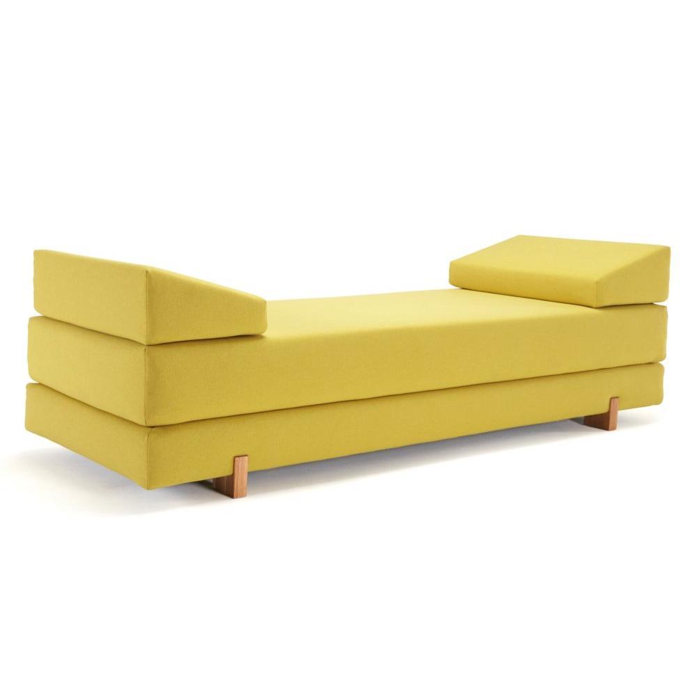 INNOVATION LIVING MYK jaune pieds chêne méridienne convertible lit 200*160 cm