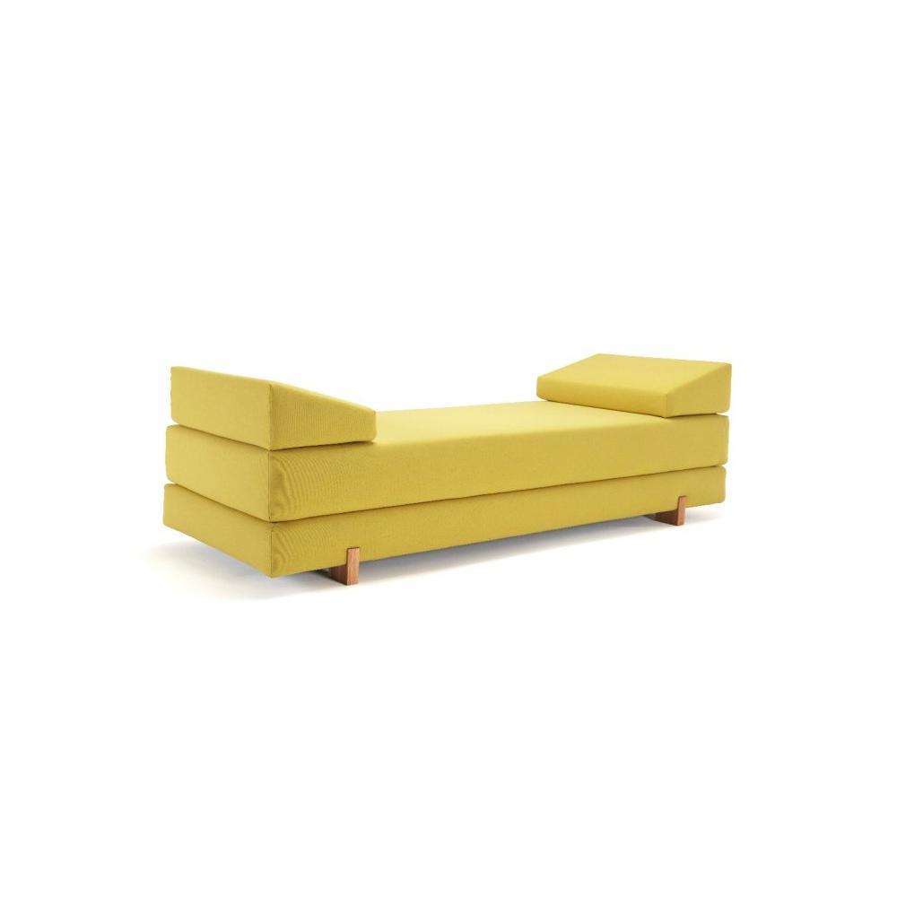 INNOVATION LIVING MYK jaune pieds chêne méridienne convertible lit 200*160 cm