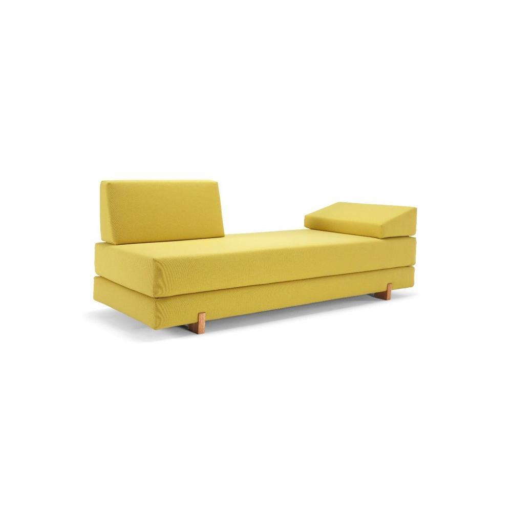 INNOVATION LIVING MYK jaune pieds chêne méridienne convertible lit 200*160 cm