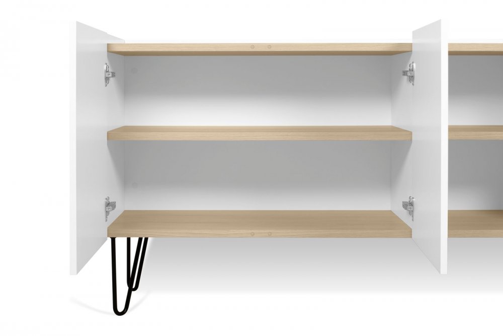 Buffet design NINA  Chêne clair et blanc 180cm