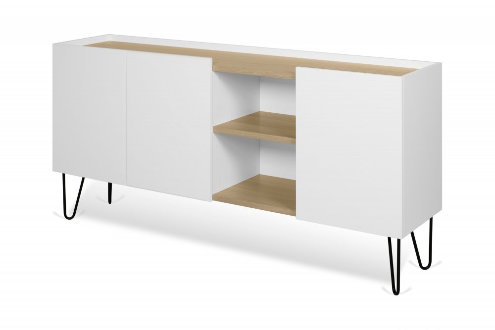 Buffet design NINA  Chêne clair et blanc 180cm