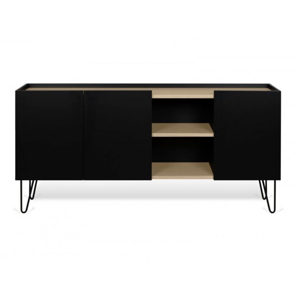 Buffet design NINA  Chêne clair et noir 180cm