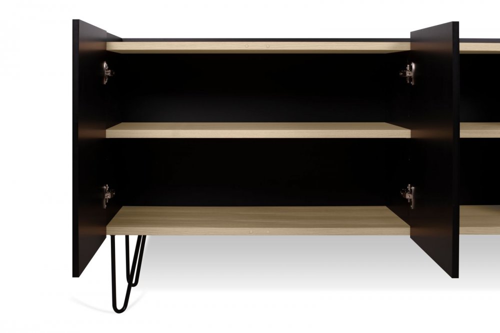 Buffet design NINA  Chêne clair et noir 180cm