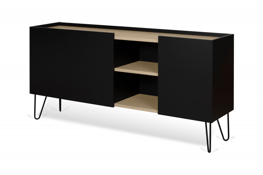 Buffet design NINA  Chêne clair et noir 180cm