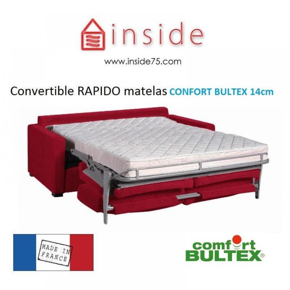 Canapé 3-4 places OSMAN 160*195 convertible ouverture express matelas confort BULTEX 14 cm