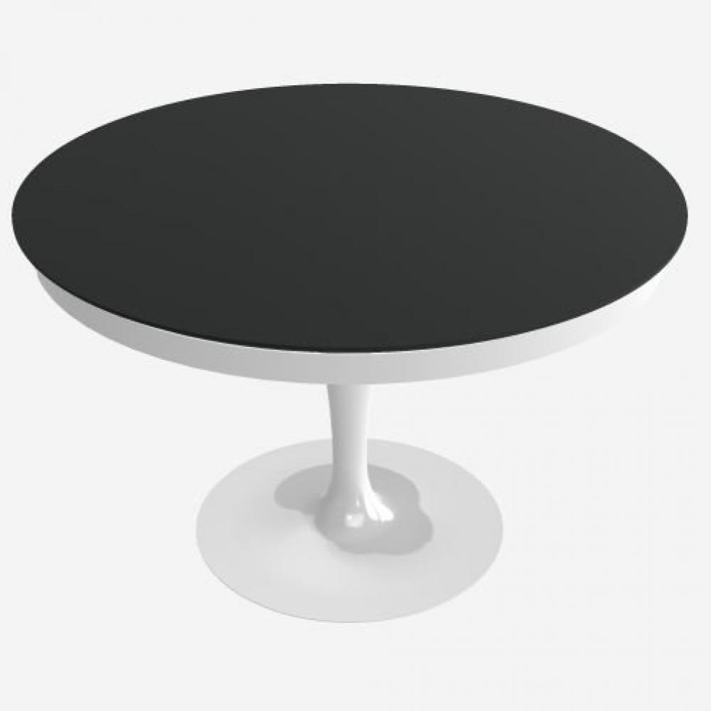 Table extensible Ronde ECLIPSE en Verre Anti-empreinte Graphite et piétement Verni Blanc Mat