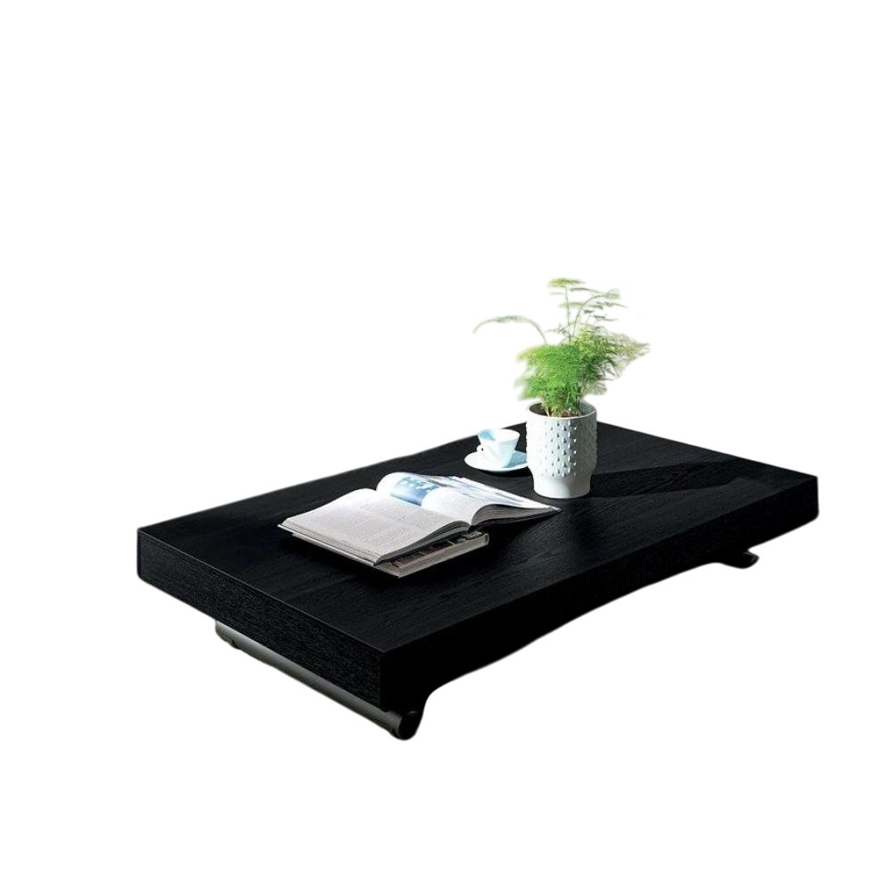 Table basse convertible NEWOOD Bois Wild Chêne Carbone / Métal vernis graphite