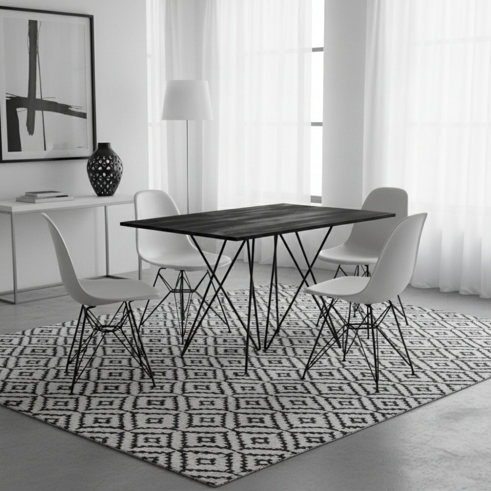 Table console extensible 4 couverts HERMES 115 cm pieds métal plateau stratifié écologique