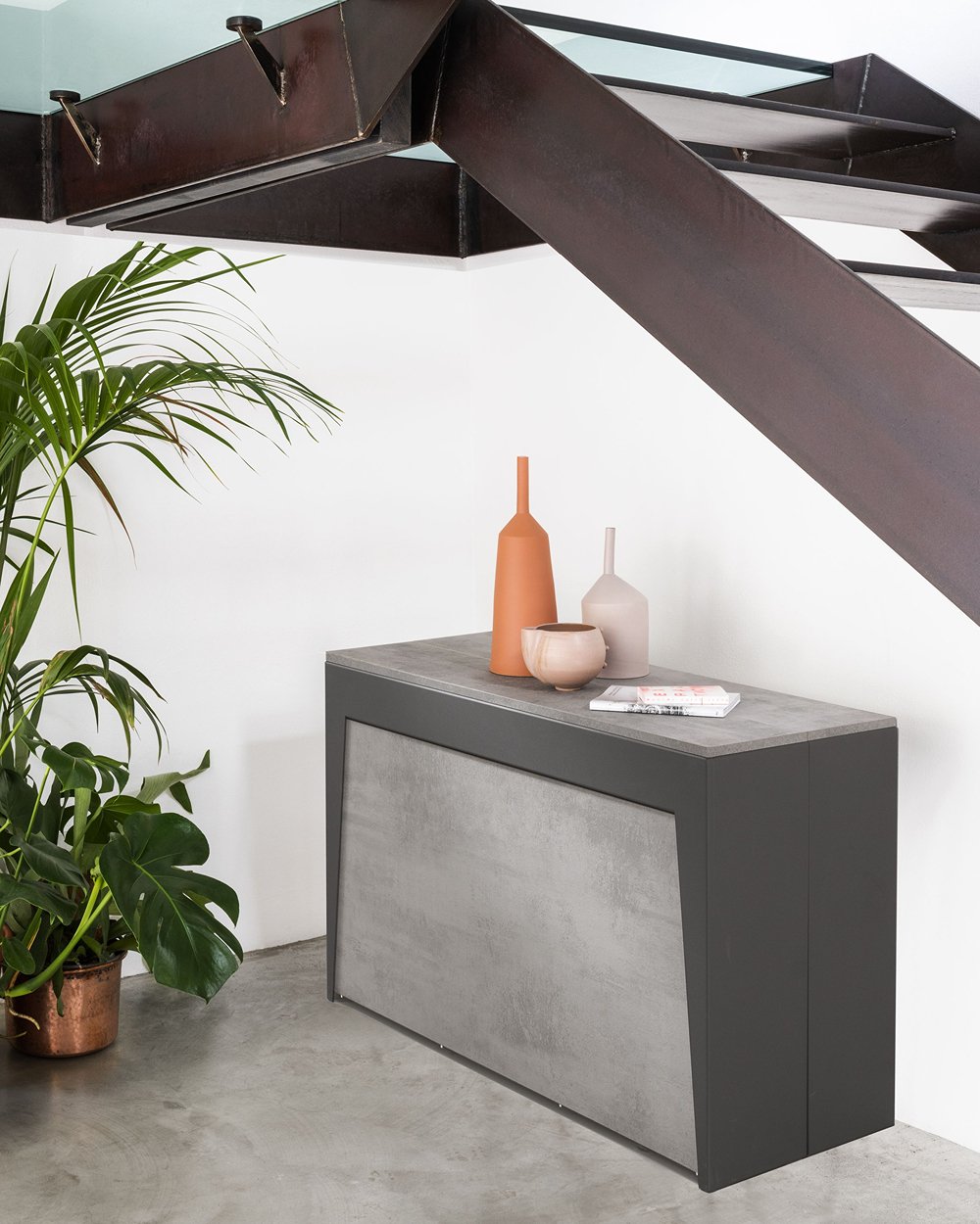 Table console extensible 14 couverts MARVEL PLUS avec 6 chaises pliantes ZETA et porte chaise inclus