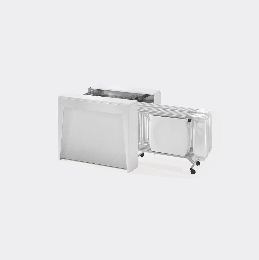 Table console extensible 12 couverts MARVEL PLUS avec 6 chaises pliantes PIPER et porte chaise inclus