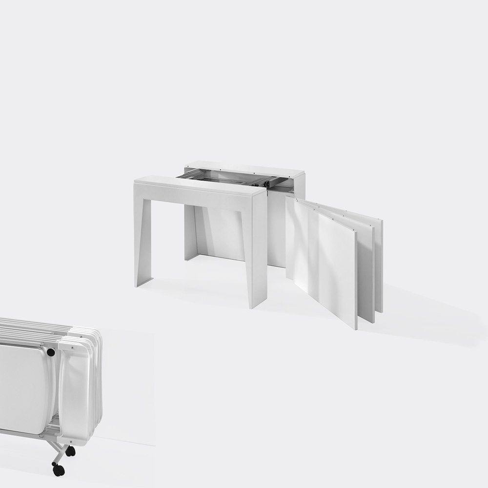 Table console extensible 12 couverts MARVEL PLUS avec 6 chaises pliantes PIPER et porte chaise inclus