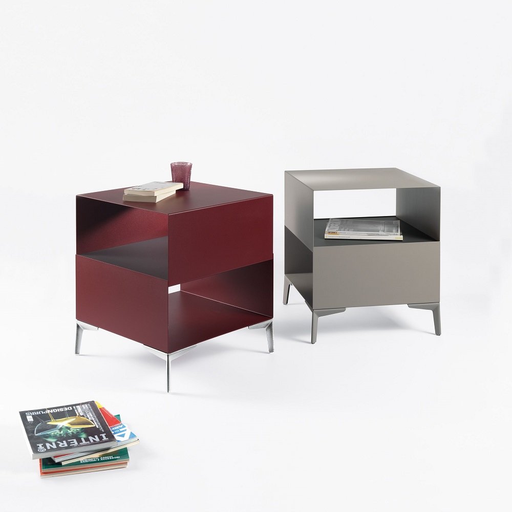 Lot de 2 table polyvalente CUBE couleur Marsalla et Gris Tourterelle 