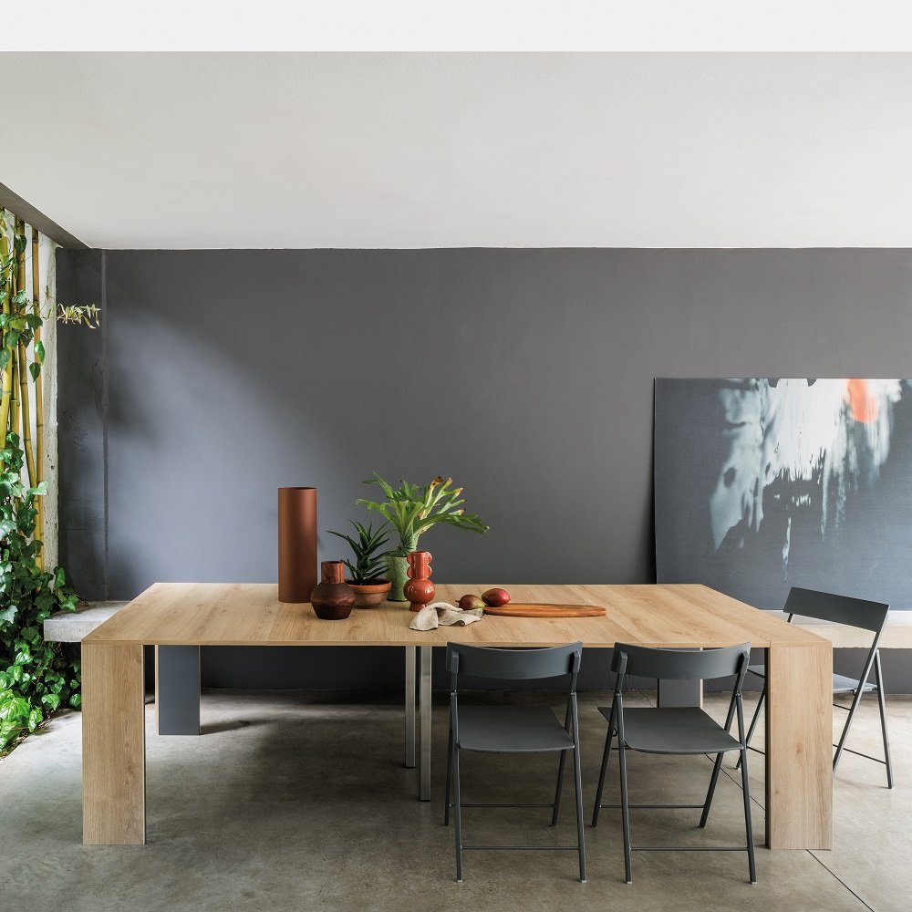 Table console extensible 12 couverts LEONARDO 45/270x120x75cm stratifié écologique