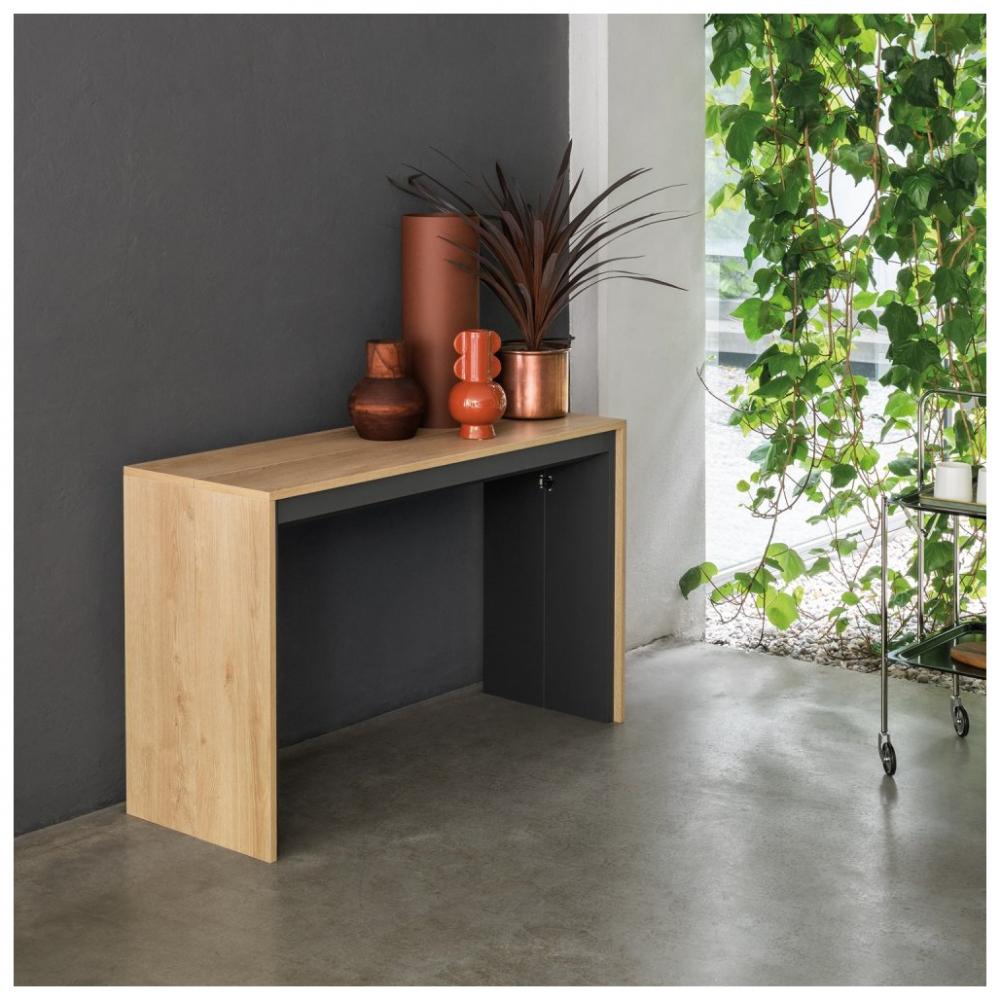 Table console extensible 12 couverts LEONARDO 45/270x120x75cm stratifié écologique