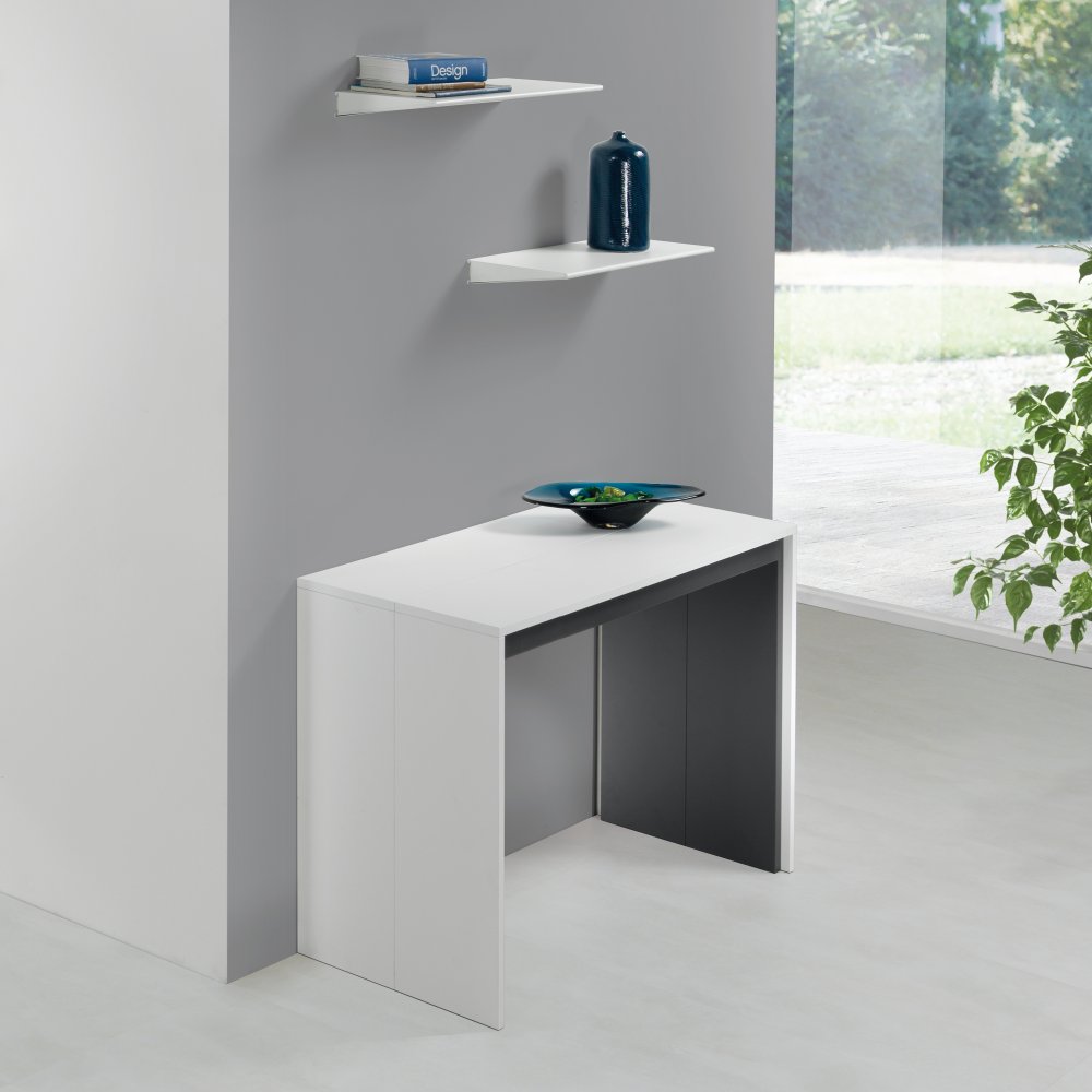 Table console extensible 10 couverts LEONARDO 45/270x90x75cm stratifié écologique