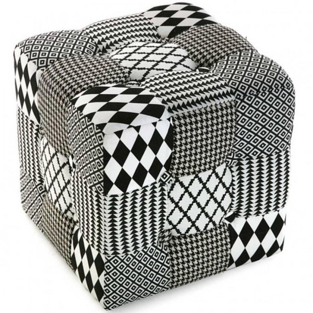Pouf carre VALERIE tissu pied de poule