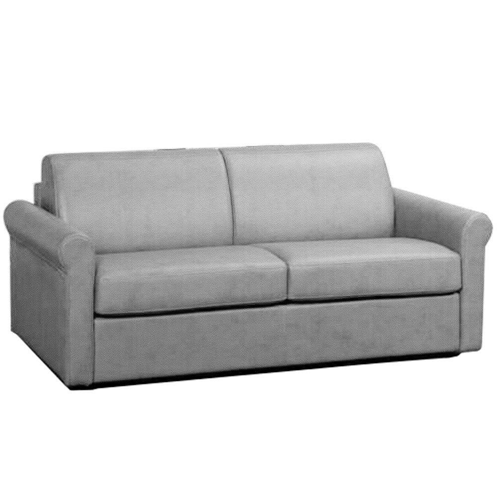 Canapé lit 3 places ROMANTICO convertible EXPRESS sommier lattes 140 cm polyuréthane gris clair matelas 16 cm