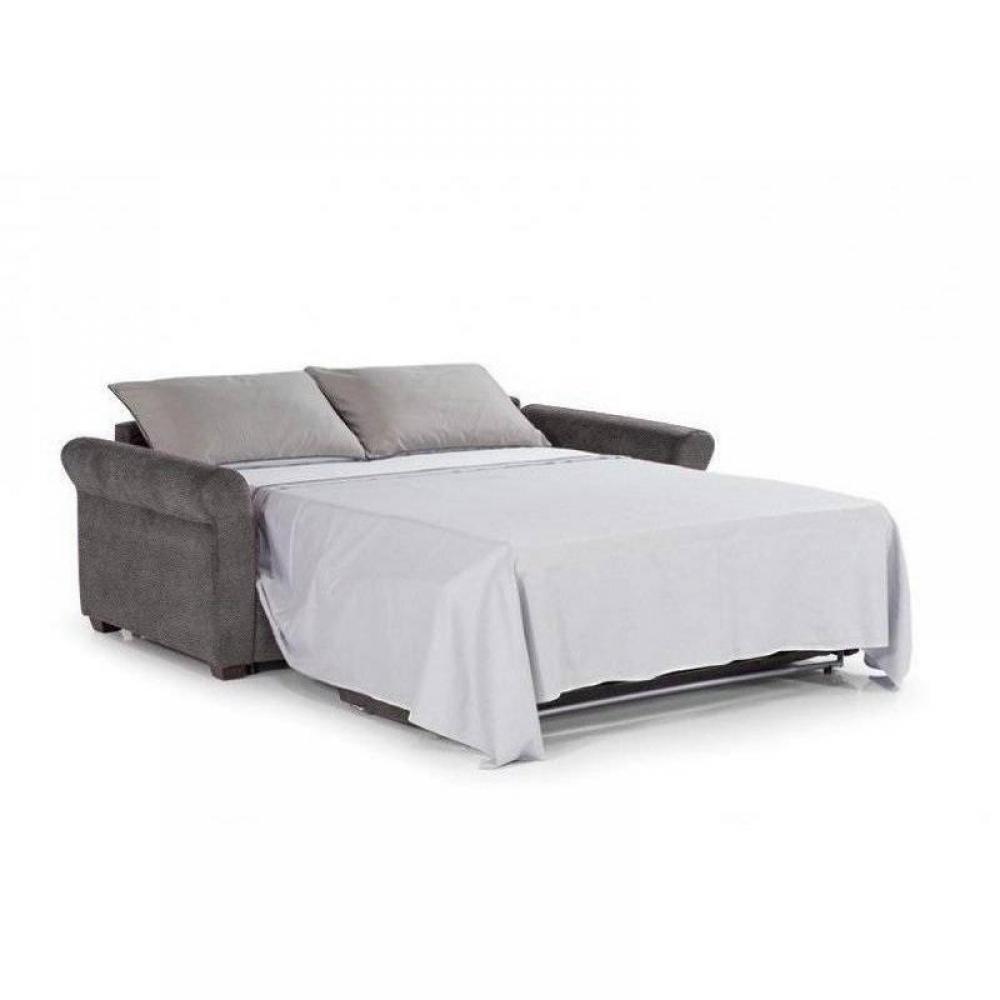 Canapé lit 3 places ROMANTICO convertible EXPRESS sommier lattes 140 cm polyuréthane gris clair matelas 16 cm