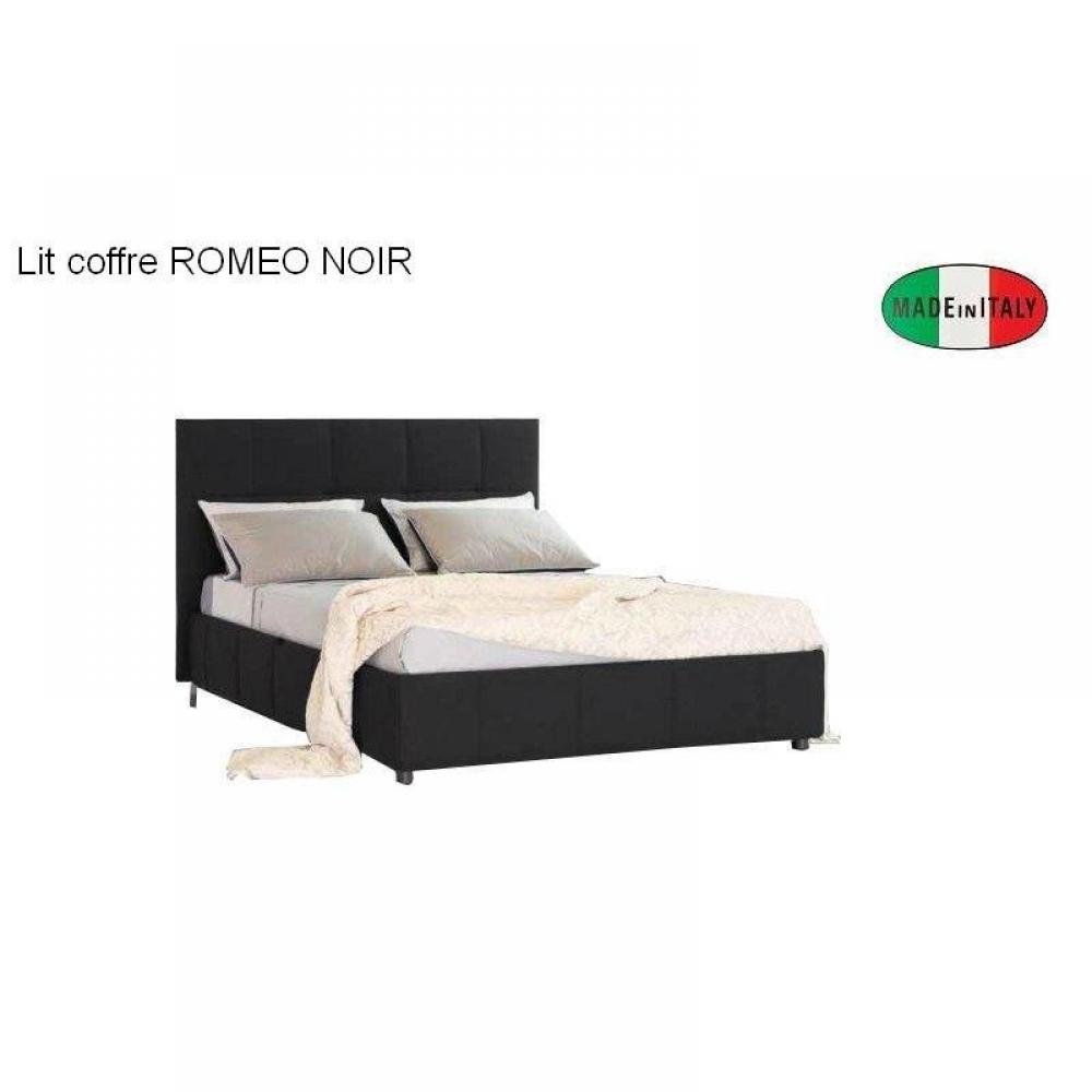 Lit Coffre Design ROMEO couchage 140*195cm, tête de lit capitonnée
