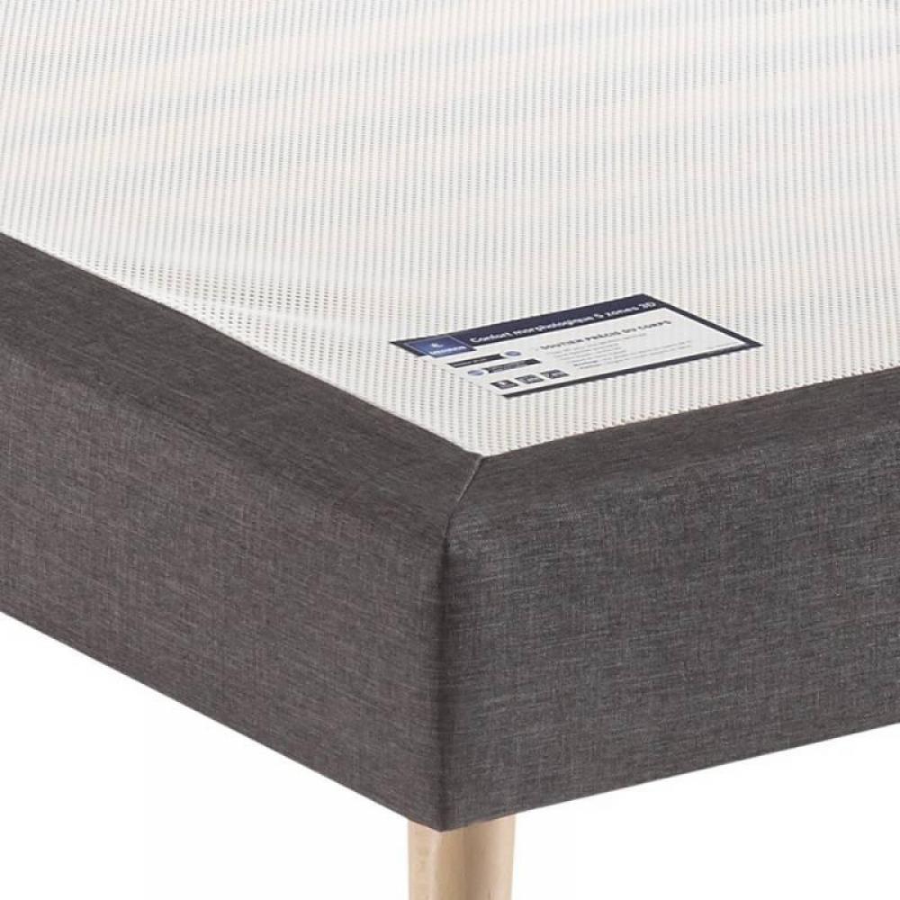 MERINOS Sommier tapissier à lattes CONFORT FERME en tissu chiné gris anthracite