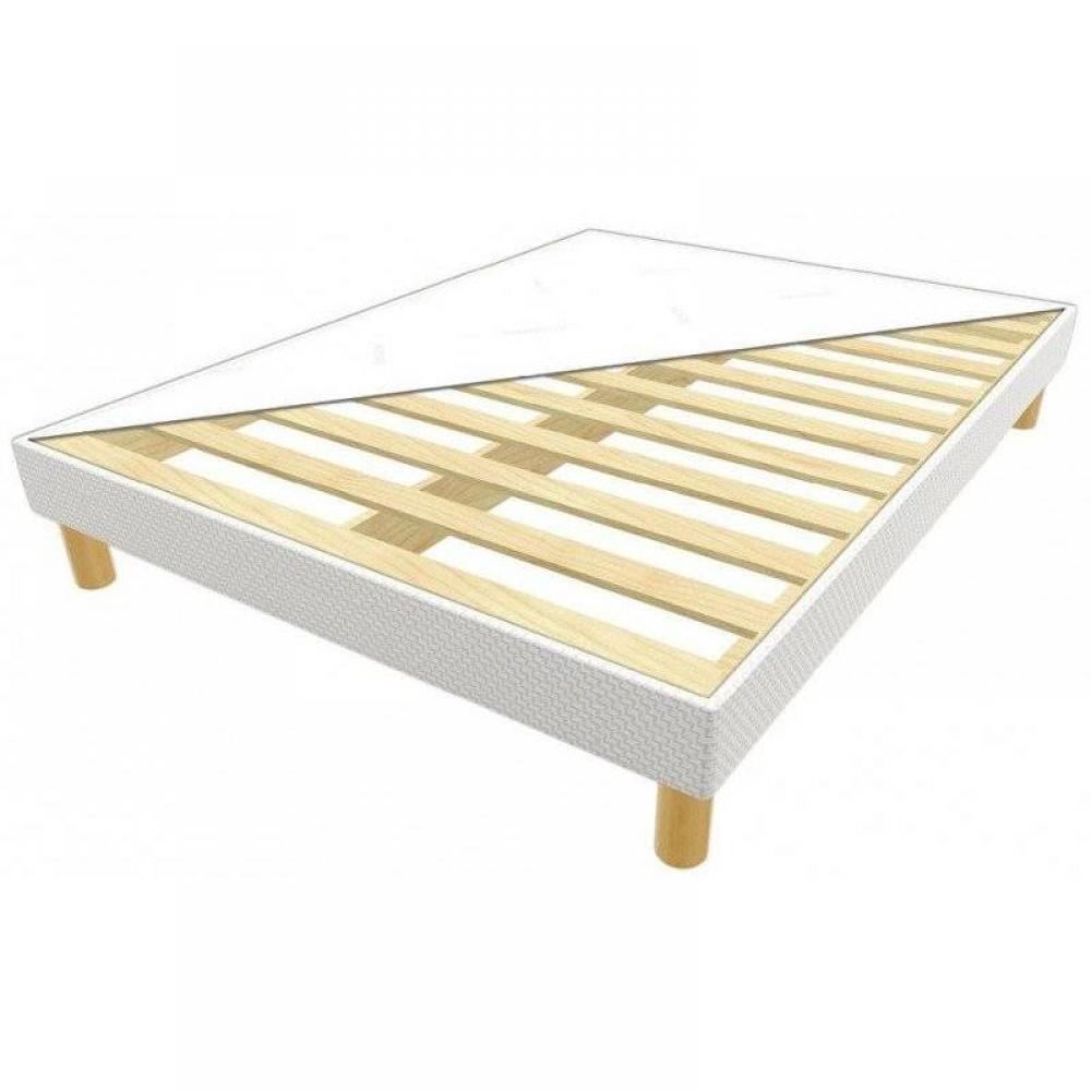 MERINOS Sommier tapissier à lattes CONFORT FERME en tissu chiné gris anthracite