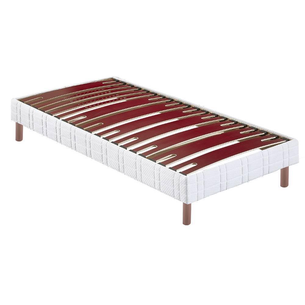 BULTEX Sommier confort morphologique bi-lattes 90*200cm avec pieds en bois vernis clair